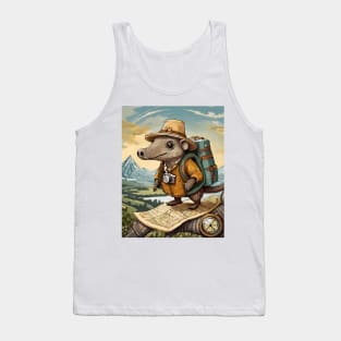 Vintage Retro Travel Adventurous Armadillo Explorer Tank Top